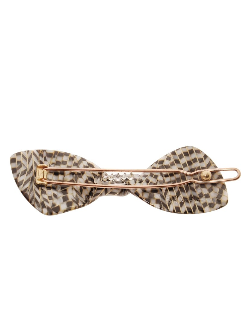 France Luxe France Luxe Mini Bow on Tige Boule Barrette - Opera Silver  - Image 3