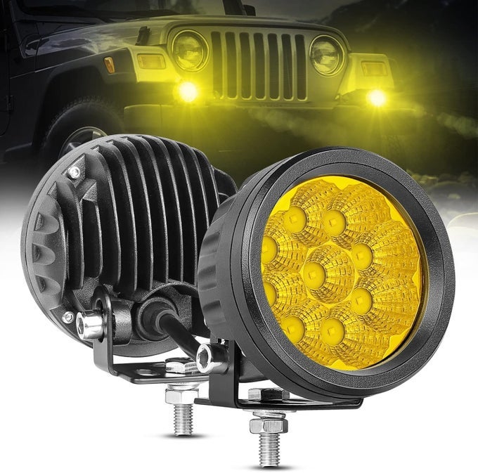 Amber Round Led Pods 2Pcs 54W 3.5 Inch Yellow Pod Lights For Offroad Use