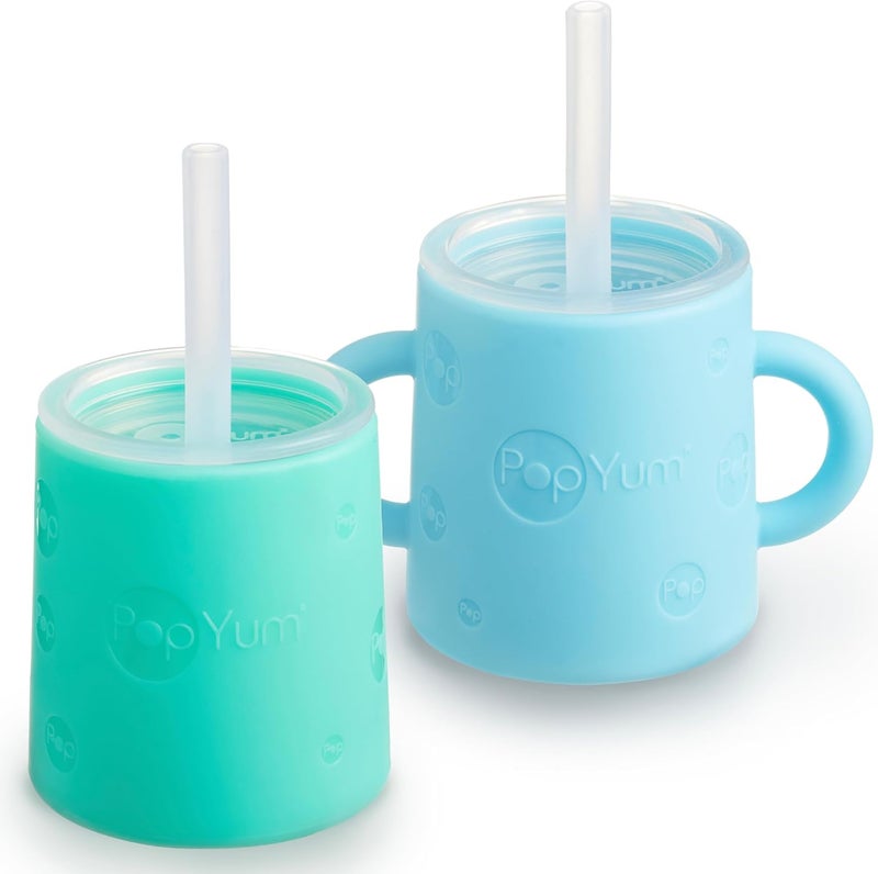 PopYum Silicone Training Cup Set with Straw Lid - Image 1