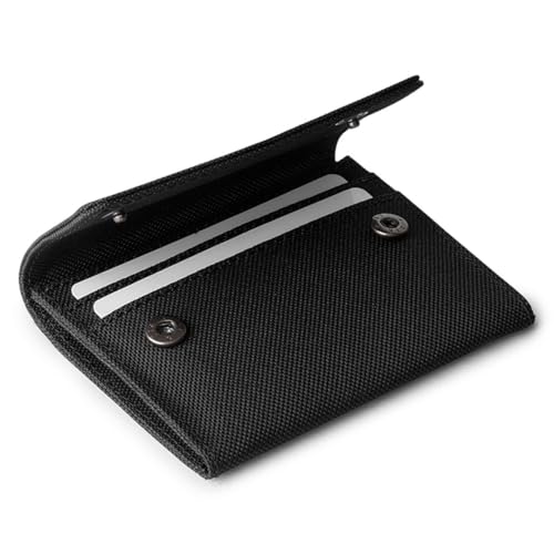 DailyObjects Black Women's Flip Top Card Wallet | Made with Ballistic Nylon Material | Carefully Handcrafted | Holds up to 5 Cards | Slim and Easy to Fit in Pocket | Safety with Button Closure - Image 1