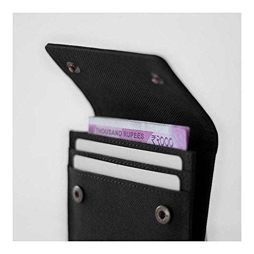 DailyObjects Black Women's Flip Top Card Wallet | Made with Ballistic Nylon Material | Carefully Handcrafted | Holds up to 5 Cards | Slim and Easy to Fit in Pocket | Safety with Button Closure - Image 5