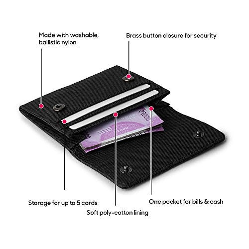 DailyObjects Black Women's Flip Top Card Wallet | Made with Ballistic Nylon Material | Carefully Handcrafted | Holds up to 5 Cards | Slim and Easy to Fit in Pocket | Safety with Button Closure - Image 2