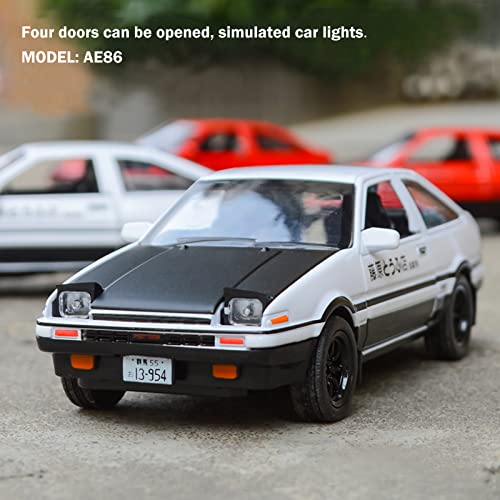 Tianmei 1:32 Initial D Trueno AE86 Alloy Diecast Car Model Toys, Kids Pull Back Metal Vehicle Toys and Adult Collection Ornaments (Black Hood AE86-White) - Image 2