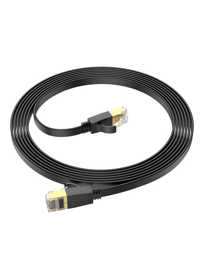 BURAQ hoco US07 Category 6 Pure Copper Gigabit Flat Cable, Length:3m(Black)  - Image 1