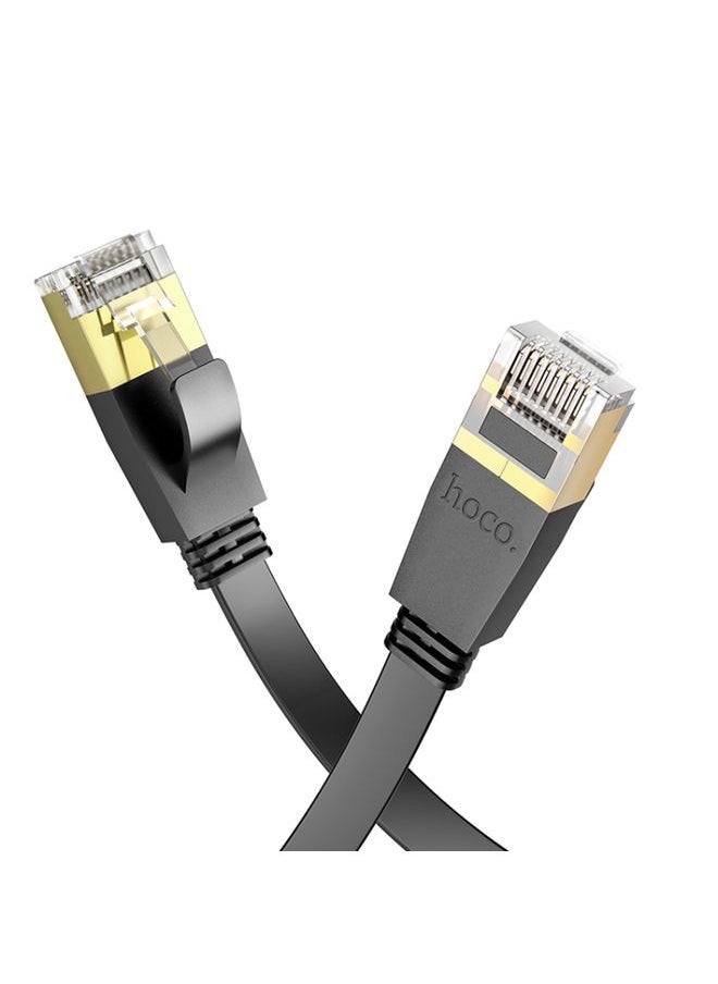 BURAQ hoco US07 Category 6 Pure Copper Gigabit Flat Cable, Length:3m(Black)  - Image 2