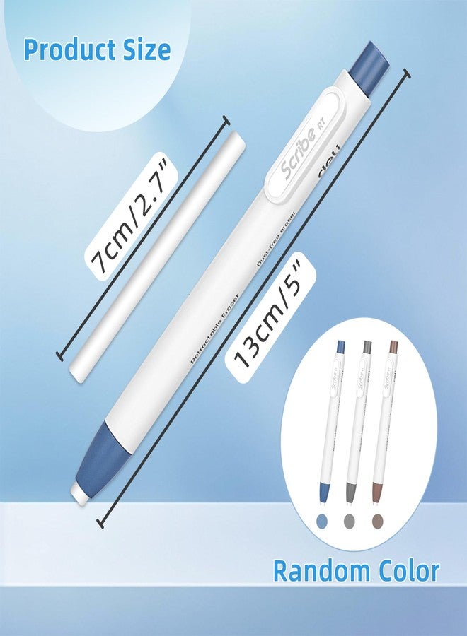 BASUNOCL 5 Pieces Retractable Eraser Pen, Pen-Style Erasers Smudge-Free & Tear-Free Precision, Retractable Design with Clip for Assorted Color - Image 3