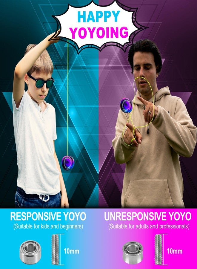 FETESNICE FS23 Finger Spin Yoyo - Professional Metal Trick Yo-yo, Responsive & Unresponsive Yo yo for Kids 8-12 & Adults, Dual Function Fingerspin Trick Yoyo with Strings & Accessories-Black Blue Pink - Image 5