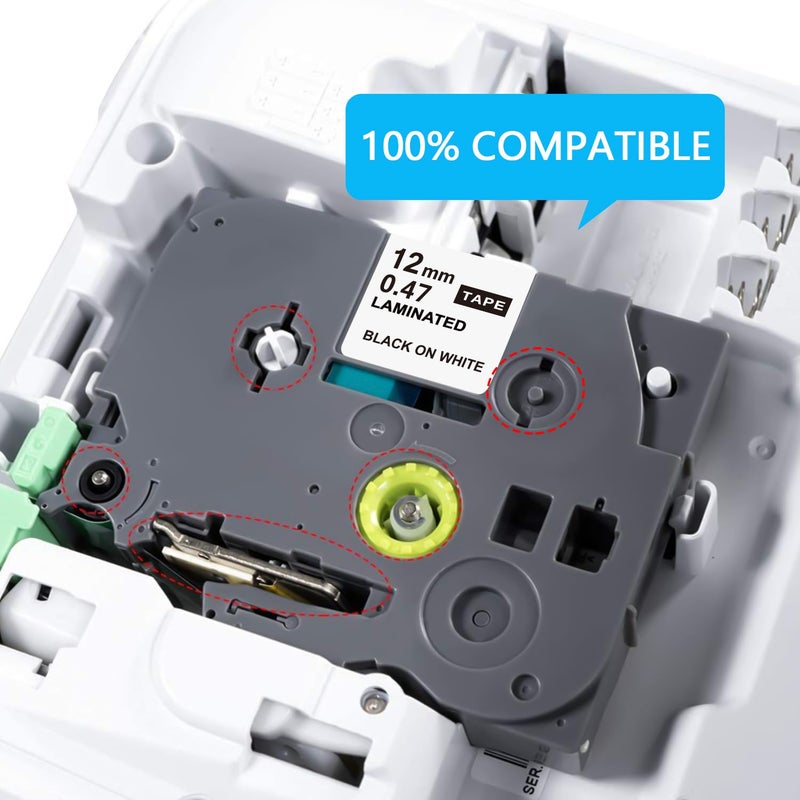JOJOME TZE-231 Compatible Label Tape Replacement for Brother TZe-231 TZ-231, Black on White, Compatible for P Touch PT-D200 PT-D210 PTH100 PT-D400, 0.47" x 26.2'(12mm x 8m), 4 Packs - Image 5