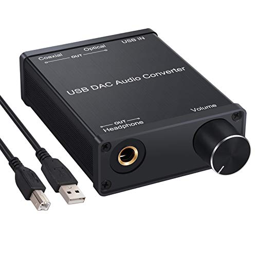LiNKFOR USB DAC and Headphone Amplifier, Coaxial/Optical/6.35mm Headphone Output, USB to Coaxial S/PDIF Digital to Analog Converter Comaptible with Windows XP 7 10 and Mac PS4 PS3 - Image 1
