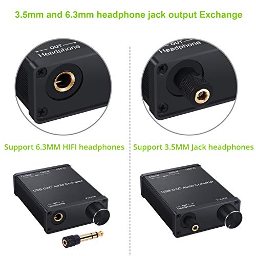 LiNKFOR USB DAC and Headphone Amplifier, Coaxial/Optical/6.35mm Headphone Output, USB to Coaxial S/PDIF Digital to Analog Converter Comaptible with Windows XP 7 10 and Mac PS4 PS3 - Image 5