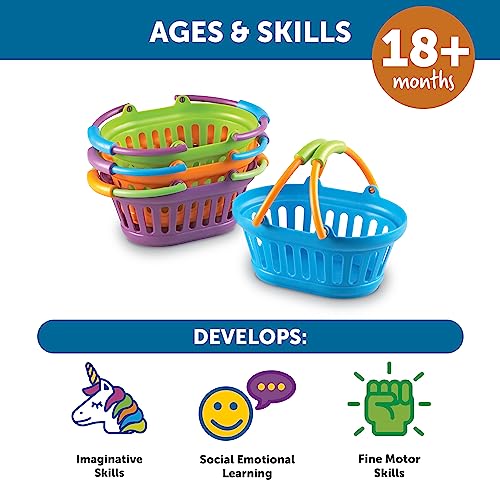 Learning Resources New Sprouts Stack of Baskets - 4 Pieces, Ages 18 mos+ Toddler Pretend Play Toys, Play Grocery Basket, Perfect for Easter Baskets - Image 5