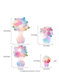 Excefore Table Decor Fake Flower, Iridescent Flower Centerpieces for Holographic, Party 3D Vase Decorations, Birthday Party Table Decor Engagement Baby Shower Bridal Shower Party Wedding Supplies 5pcs  - Image 2