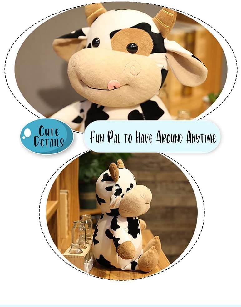 DZHJKIO COOLBABY cow plush toy,16 inch stuffed animal throw plushie pillow doll,soft fluffy friend hugging cushion-present for every age and  occasion - Image 2