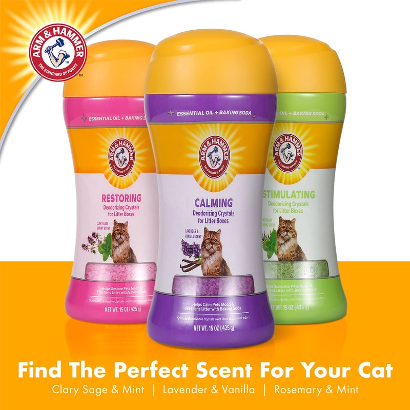 Arm & Hammer Cat Crystal Deodorizer for Kitty Litter Box - Calming Lavender & Vanilla Scented Cat Litter Smell Eliminator - Crystal Odor Control for Cats Mess Cleanup - Pet Home Supplies, 15 Oz - Image 4