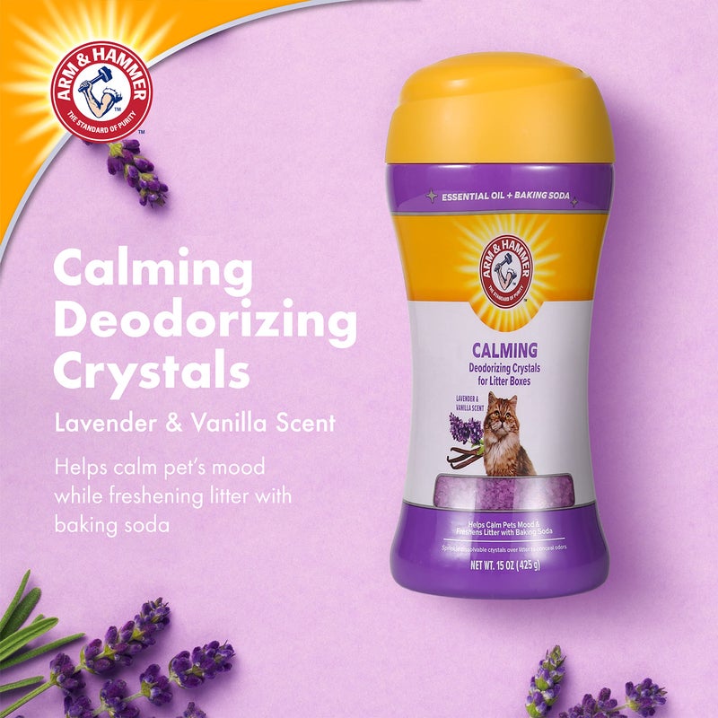 Arm & Hammer Cat Crystal Deodorizer for Kitty Litter Box - Calming Lavender & Vanilla Scented Cat Litter Smell Eliminator - Crystal Odor Control for Cats Mess Cleanup - Pet Home Supplies, 15 Oz - Image 2