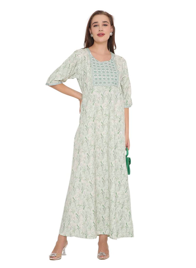 HANA & SARA NEW SHORT SLEEVE PRINTED LONG ARABIC KAFTAN JALABIYA DRESSES  - Image 5