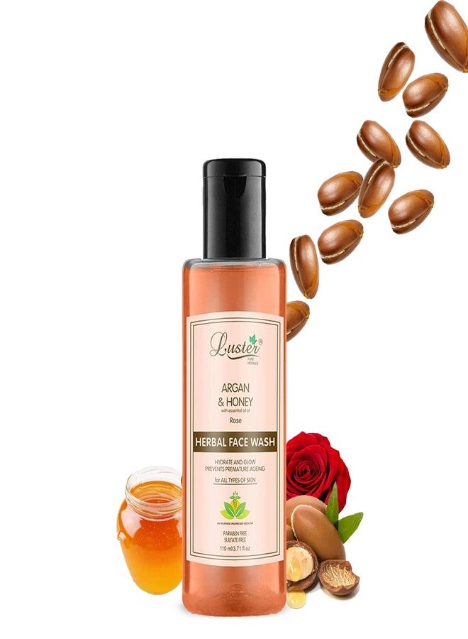 Luster Argan & Honey Face Wash | Enriched With Rose Extracts | Helps Hydrate & Glowing Skin | For Glowing Skin | Paraben & Sulphate Free - 110 ml (Pack of 4) - Image 1