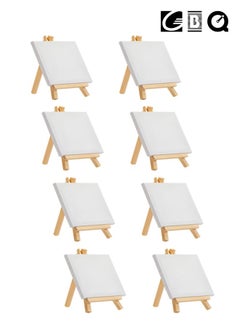 GBQ 8Pcs Mini Canvas With Easel Painting Set 10*10Cm  - Image 1