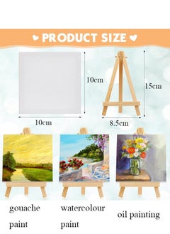 GBQ 8Pcs Mini Canvas With Easel Painting Set 10*10Cm  - Image 2