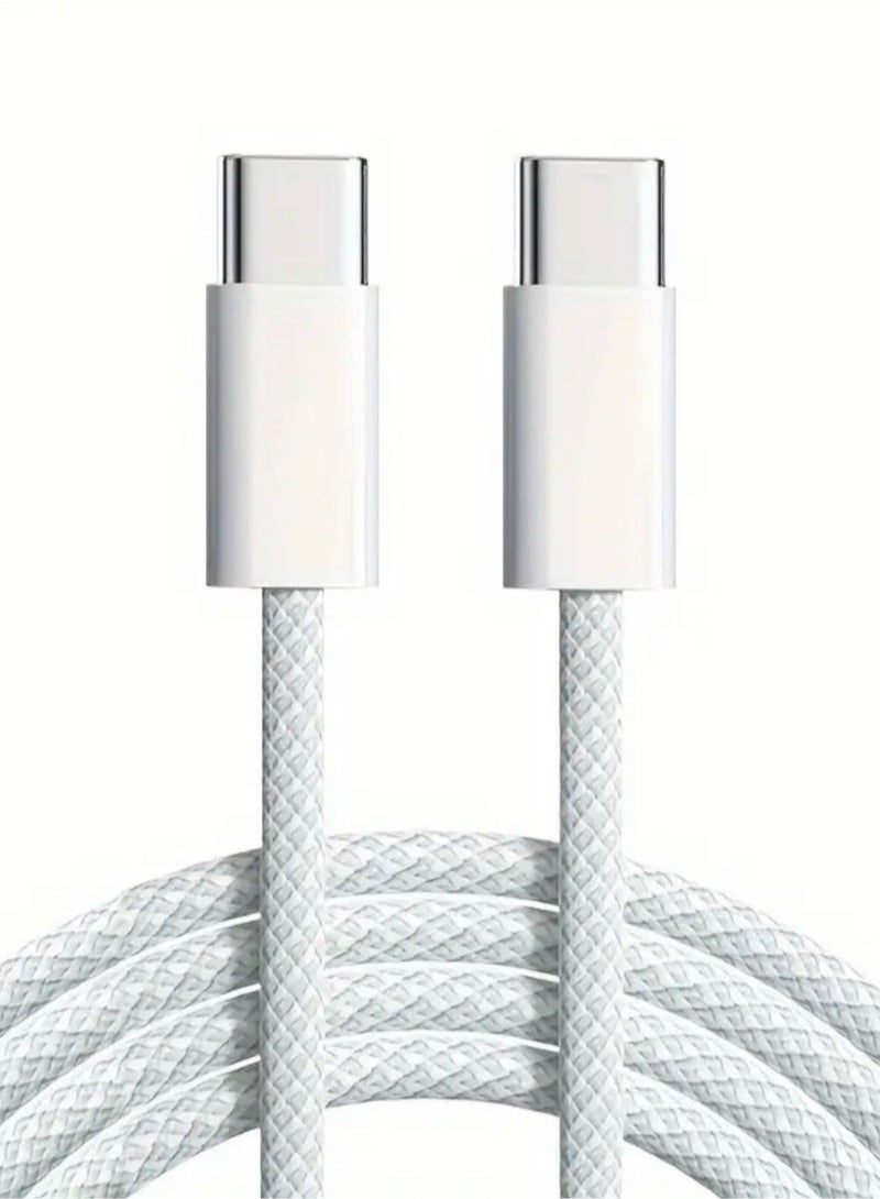 عام كيبل ايفون قماش تايب سي الى تايب سي (USB C to USB C) لسلسلة آيفون 16/16بلس/16برو/16بروماكس/ 15 برو ماكس و أجهزة جالكسي و هواوي و شاومي و هونور و اوبو وبعض الأجهزة اللوحية و اجهزة اللابتوب