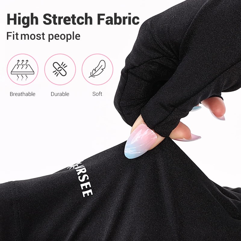 AIRSEE UV Gloves for Nail Lamp,Professional UPF50+ UV Protection Gloves for Manicures Nail Art,Fingerless Gloves That Shield Skin from The Sun and Nail Lamp (Black) - Image 5