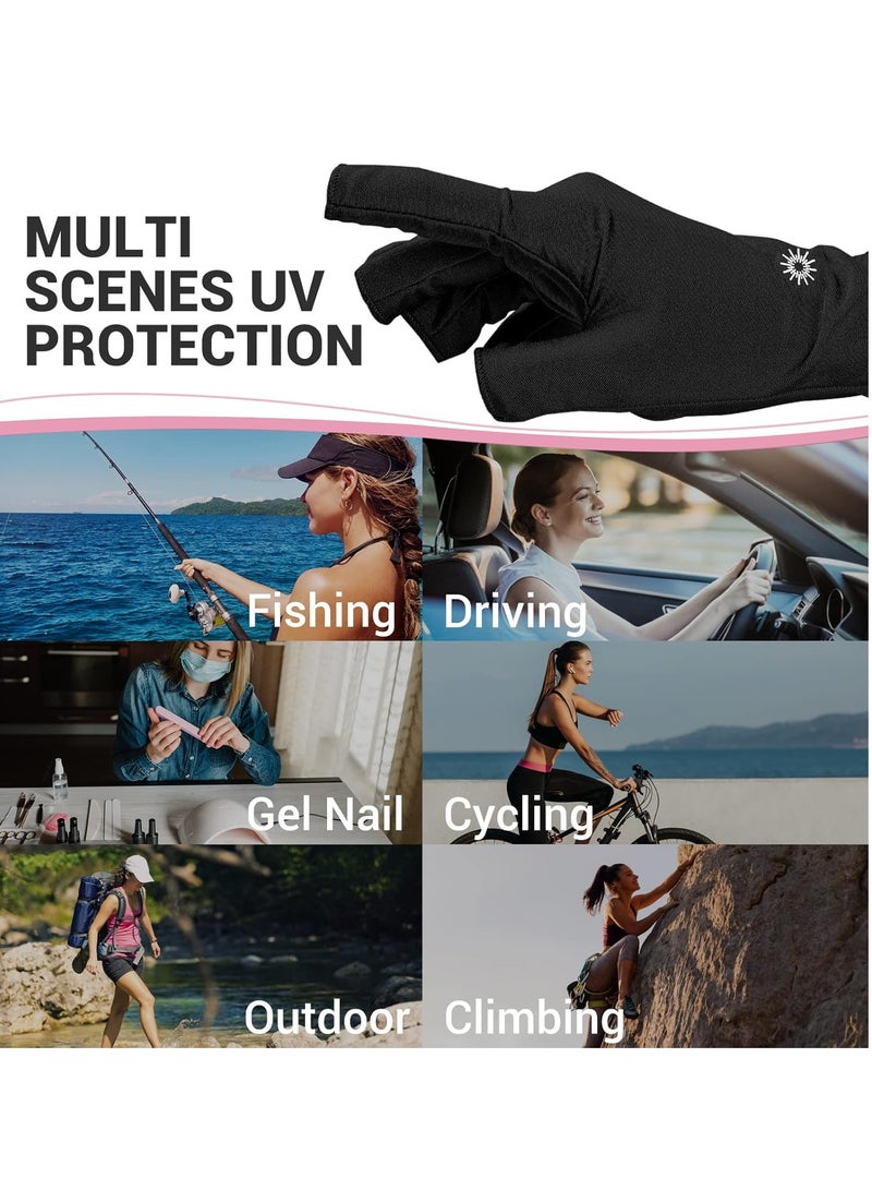 AIRSEE AIRSEE UV Gloves for Nail Lamp,Professional UPF50+ UV Protection Gloves for Manicures Nail Art,Fingerless Gloves That Shield Skin from The Sun and Nail Lamp (Black)  - Image 5