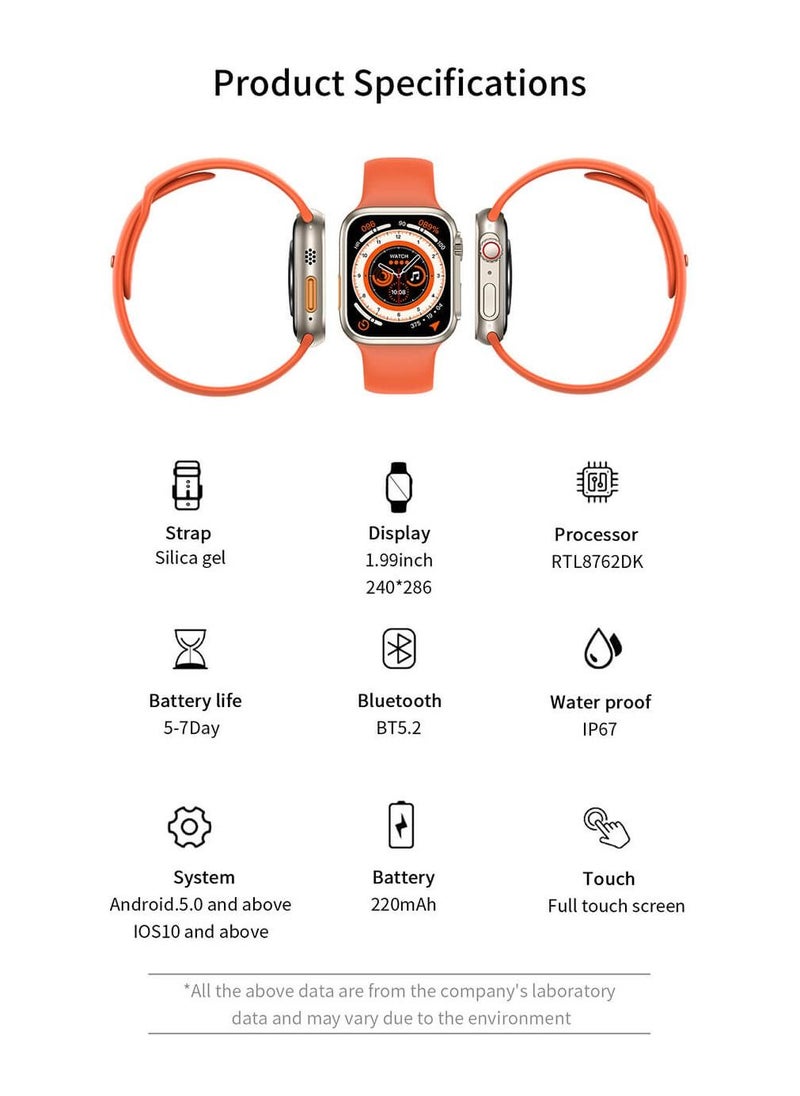 Generic - Z59 Ultra Smart Watch RDFIT Waterproof 1.99 inch Full Touch Screen Wireless Charging Series 8 - Image 1