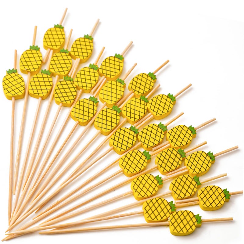 PuTwo Cocktail Picks Handmade Bamboo Toothpicks 100pcs 47 in Yellow Pineapples
