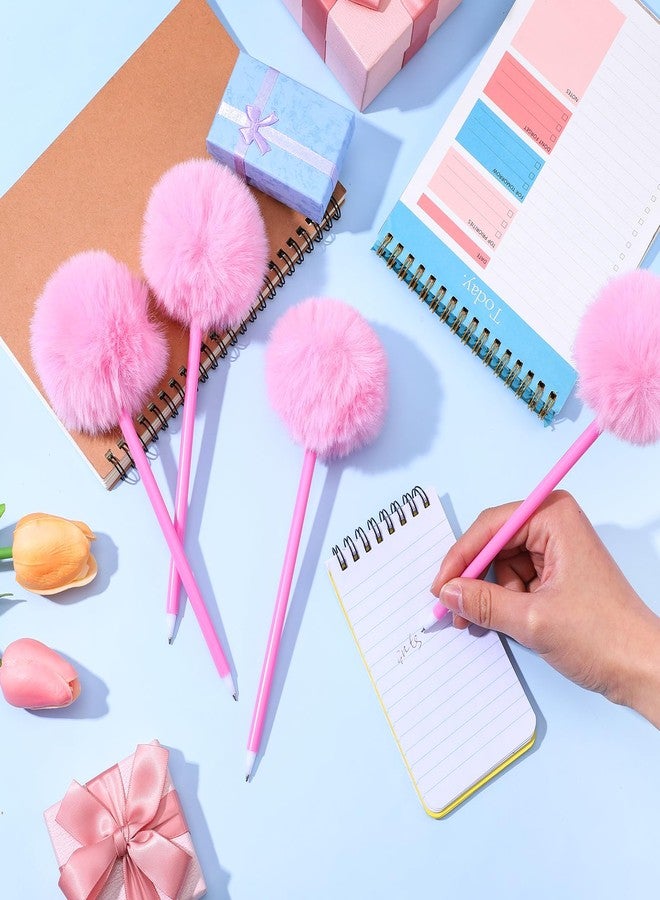 Sibba Pom Pom Pens 5 Pcs Needle Gel Ink Pens Pink Fuzzy Pens Fluffy Ballpoint Pen Cute Writing Ball Pen Black Ink Permanent Marker Plush Gel Ink Rollerball Pens for Office Girls - Image 4
