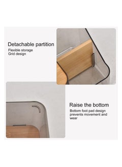 Generic Multifunction Tissue Box Cover,Unbreakable Transparent Tissue Dispenser Box with Bamboo Wood Lid, Desktop Decor Organizer Tissue Holder Phone Remote Control Makeup Storage Office Supplies Packing Box  - Image 4