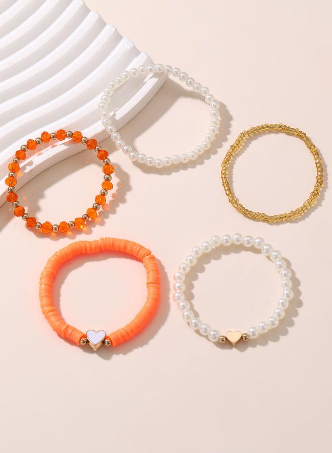 Take Two Pack of 5 - Beaded Bracelet with Heart Charms - Image 4