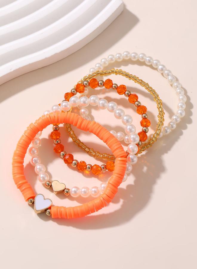 Take Two Pack of 5 - Beaded Bracelet with Heart Charms - Image 3
