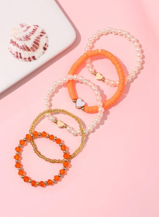 Take Two Pack of 5 - Beaded Bracelet with Heart Charms - Image 2