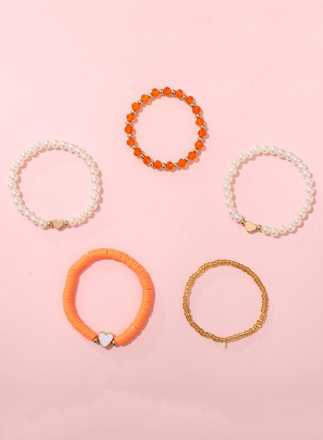 Take Two Pack of 5 - Beaded Bracelet with Heart Charms - Image 5