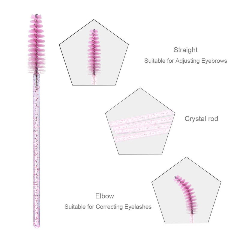 Elisel 100pcs Disposable Mascara Brushes with Container, Mascara Wands Makeup Brushes Applicators Kits for Eyelash Extensions and Eyebrow Brush (Crystal Pink) - Image 4