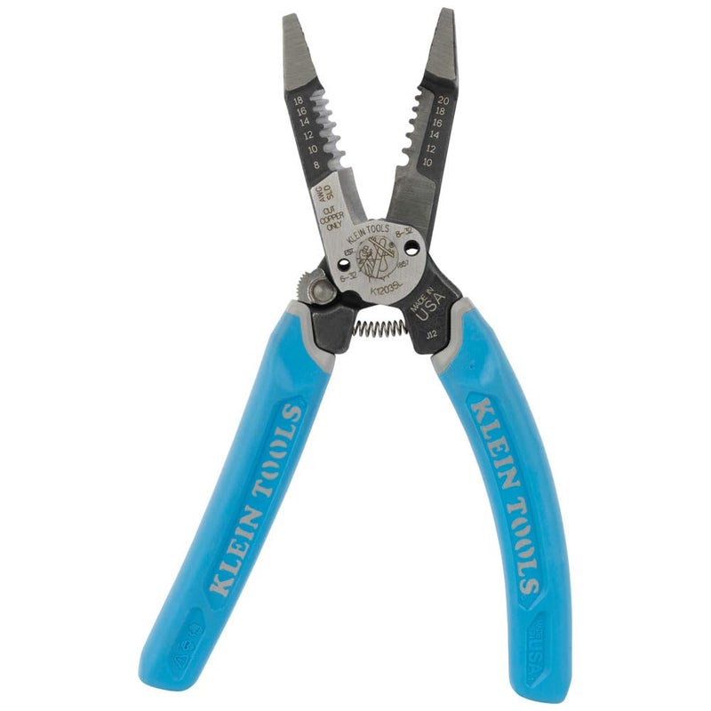 Klein Tools K12035L Klein-Kurve Wire Cutters, Made in USA, Heavy Duty Wire Stripping Tool with Lock, 8-20 AWG - Image 1