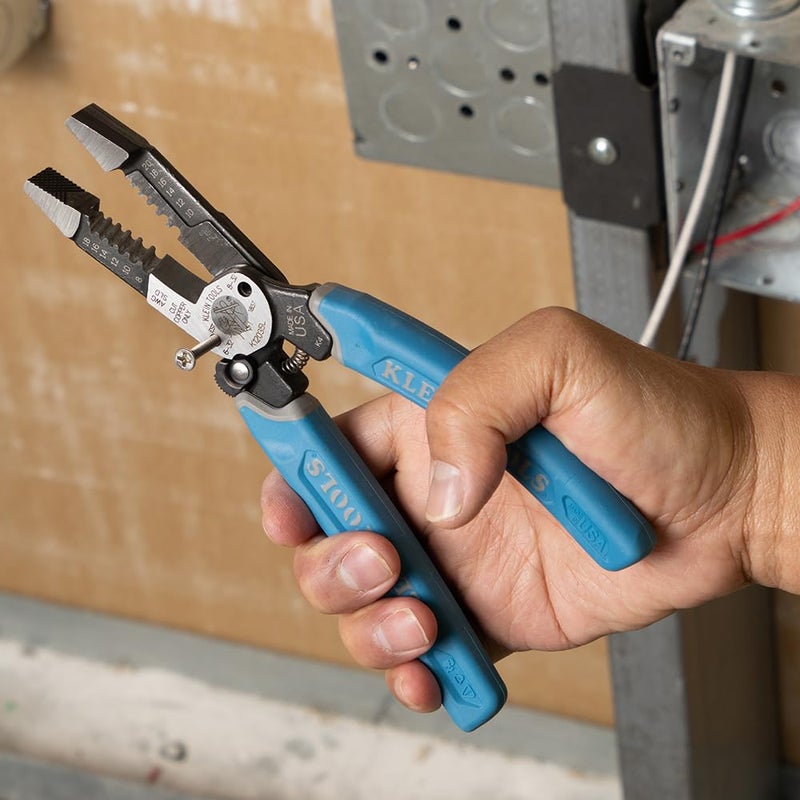 Klein Tools K12035L Klein-Kurve Wire Cutters, Made in USA, Heavy Duty Wire Stripping Tool with Lock, 8-20 AWG - Image 3