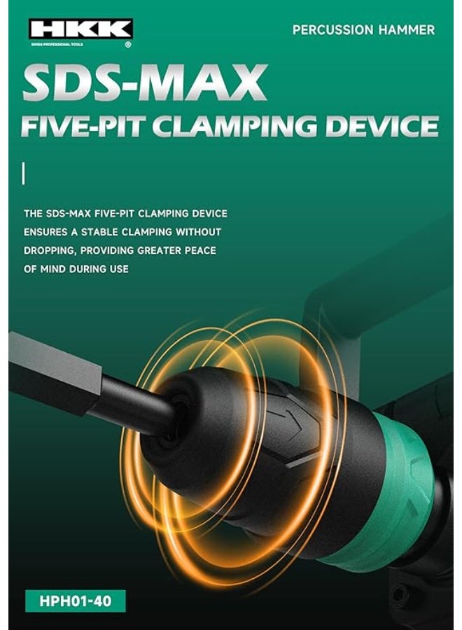 HKK مطرقة هدم كهربائية ثقيلة 1500 واط، 35 جول طاقة تأثير، 2000 ضربة في الدقيقة كحد أقصى، SDS سداسي، كاسر خرسانة، مطرقة صناعية مع حقيبة حمل وإكسسوارات - Image 3