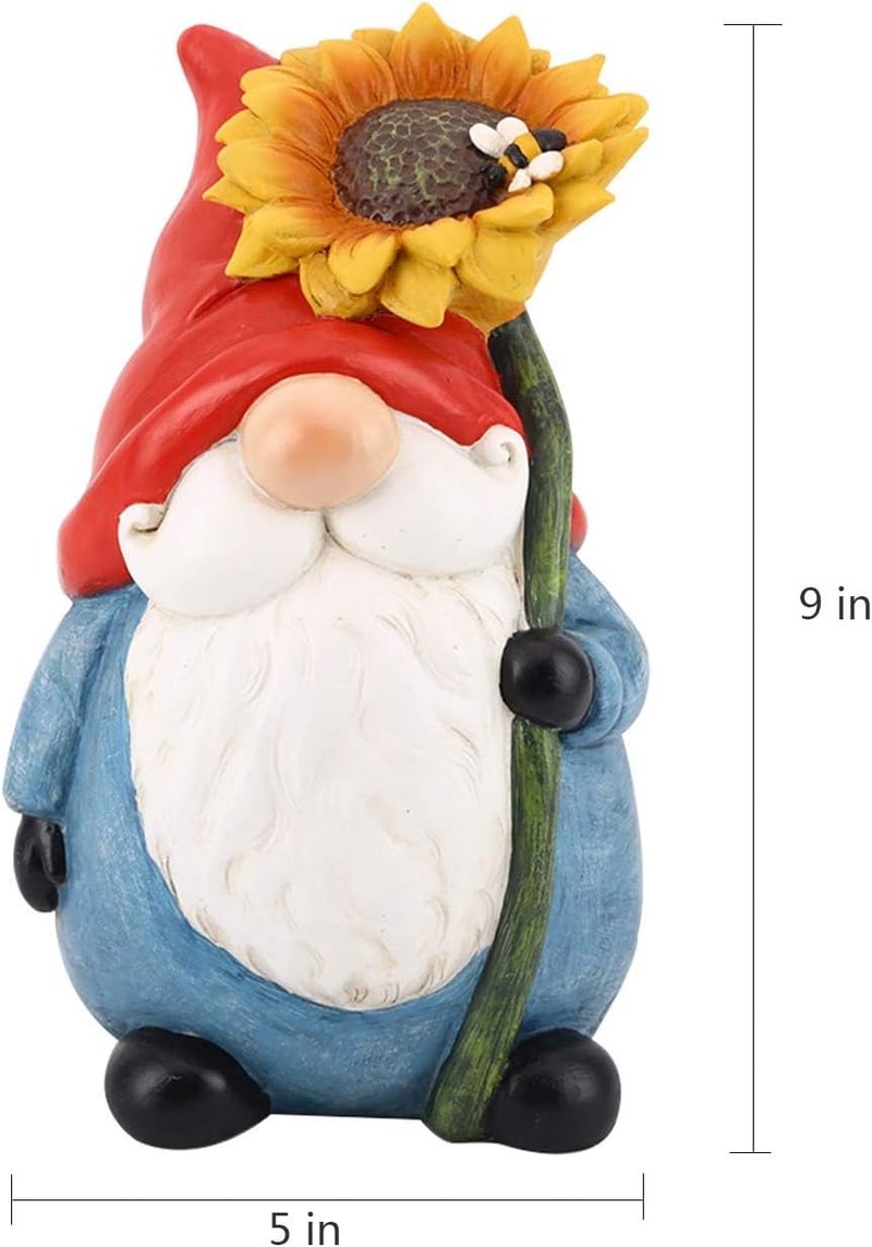 TZSSP Outdoor Garden Gnome Statue Statuary with Yellow Sunflower for Patio,Lawn,Garden Decoration - Image 3