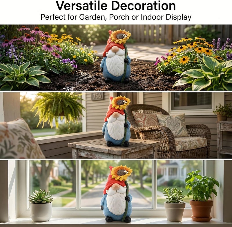TZSSP Outdoor Garden Gnome Statue Statuary with Yellow Sunflower for Patio,Lawn,Garden Decoration - Image 4