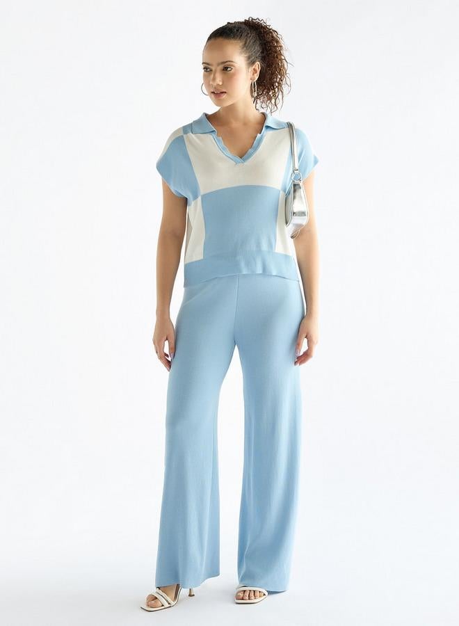 Splash FAV Solid Wide Leg Pants with Ribbed Waistband - Image 2