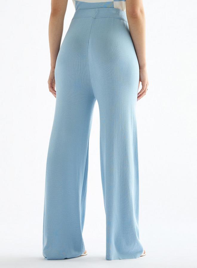 Splash FAV Solid Wide Leg Pants with Ribbed Waistband - Image 3
