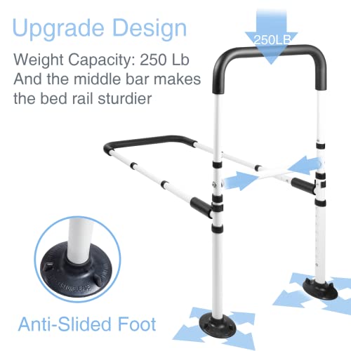 LandTale Bed Assist Rails Adjustable, Safety Bed Handle with Leg, Fall Prevention Hand Guard Grab Bar Bed Cane, Bed Rails for Elderly, Adults, Senior, Handicap, Disabled, Fit King, Queen, Full, Twin - Image 3