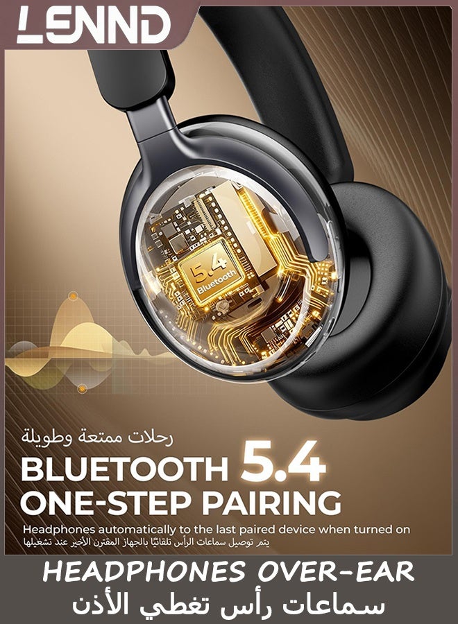 LENND Bluetooth Headphones Over-Ear, Active Noise Cancelling Wireless Headphones, 60H Playtime Bluetooth 5.4 Headset with Comfort Earcups, Clear Calls, Foldable, Wireless Headphones for Travel - Image 4