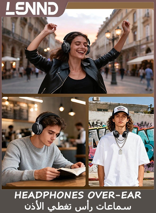 LENND Bluetooth Headphones Over-Ear, Active Noise Cancelling Wireless Headphones, 60H Playtime Bluetooth 5.4 Headset with Comfort Earcups, Clear Calls, Foldable, Wireless Headphones for Travel - Image 5