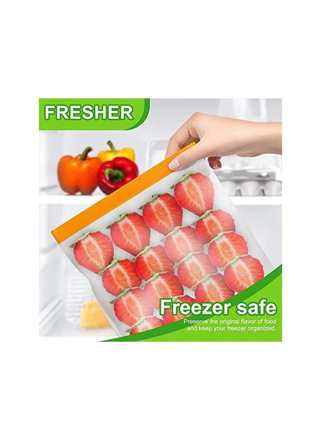 ELONSEY - 10 Pcs Reusable Food Storage Bags, Multisize Leak Proof Freezer Bags, Upgraded 10 Pcs Kitchen Storage Organization Bags BPA-Free Reusable Ziplock Bags - (Food Bags 10 Pcs) - Image 1