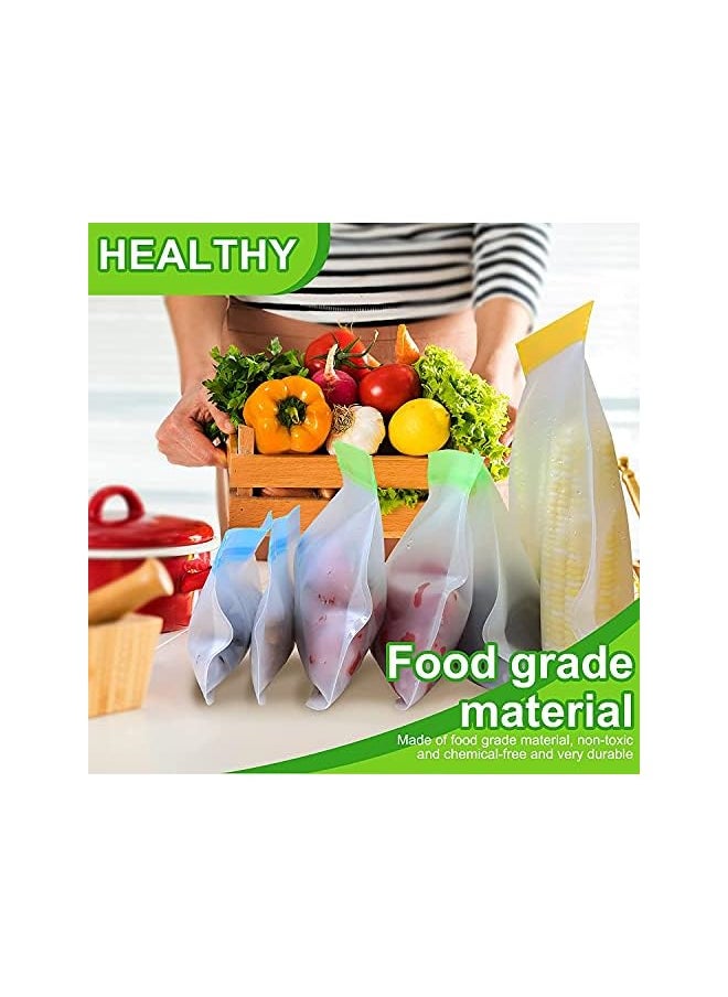 ELONSEY - 10 Pcs Reusable Food Storage Bags, Multisize Leak Proof Freezer Bags, Upgraded 10 Pcs Kitchen Storage Organization Bags BPA-Free Reusable Ziplock Bags - (Food Bags 10 Pcs) - Image 1