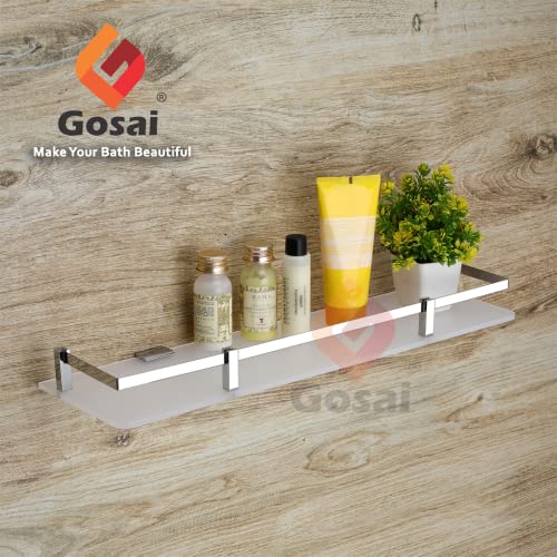 GOSAI Bathroom Accessories Acrylic + Stainless Steel Transparent - Matt Glass Shelf Bathroom Shelf | Kitchen Shelf 18 x 5 Inch Pack of 3 Pcs Set - Image 2