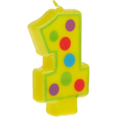 Unique Party Number 1 Dots Birthday Candle - 3.5", Yellow, 1 Pc - Image 2