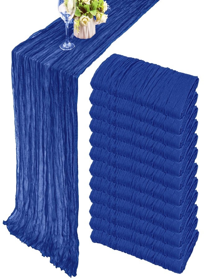 Fivenl 12 Pack 10Ft Cheesecloth Table Runner 35x120 Inch Boho Gauze Table Runner Rustic Cheese Cloth Long Table Runner Romantic Table Runner for Wedding Bridal Shower Birthday Party Table Decor (Royal Blue) - Image 1